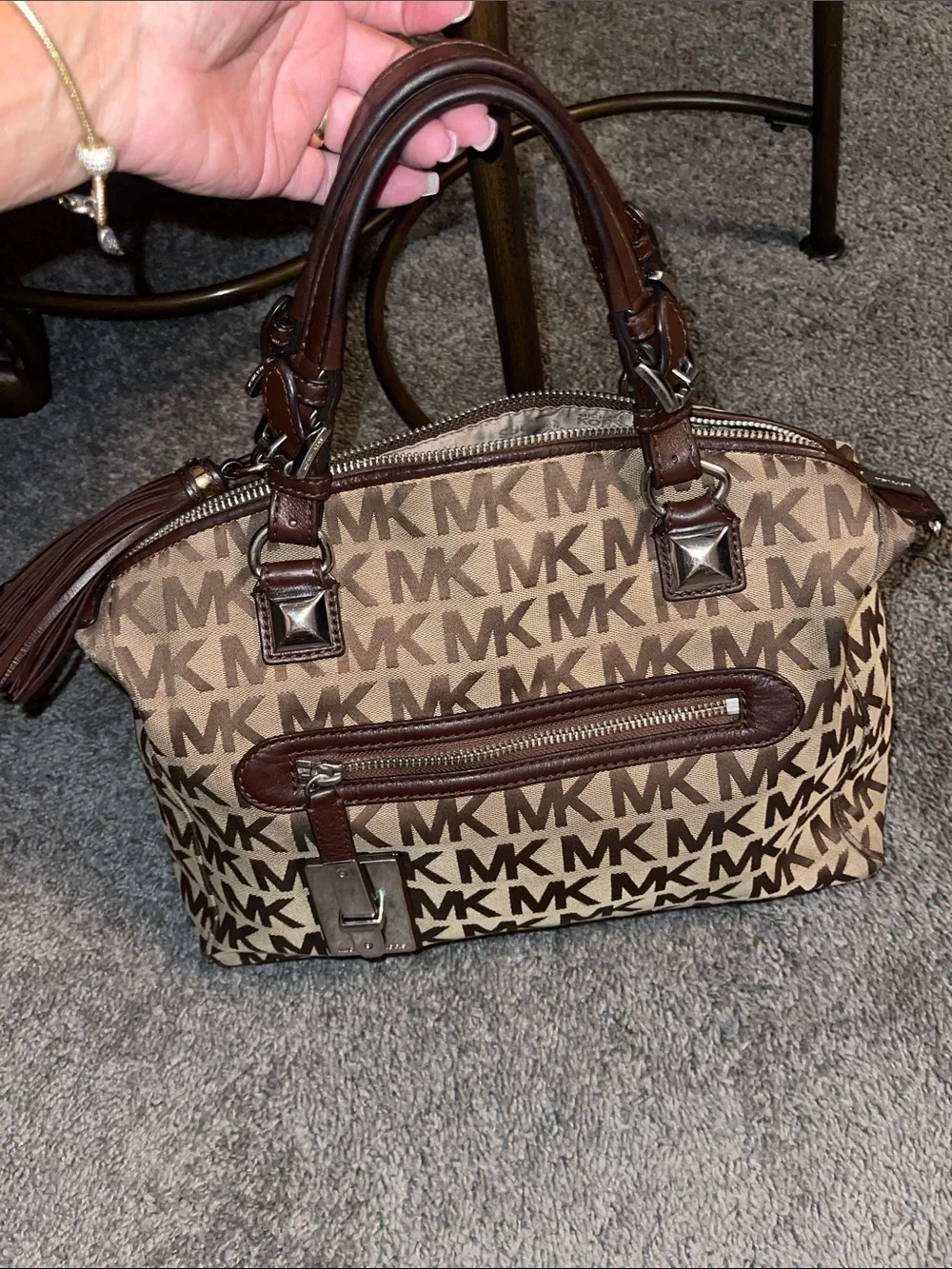 Michael Kors Brown MK Signature Logo Duffel Bag